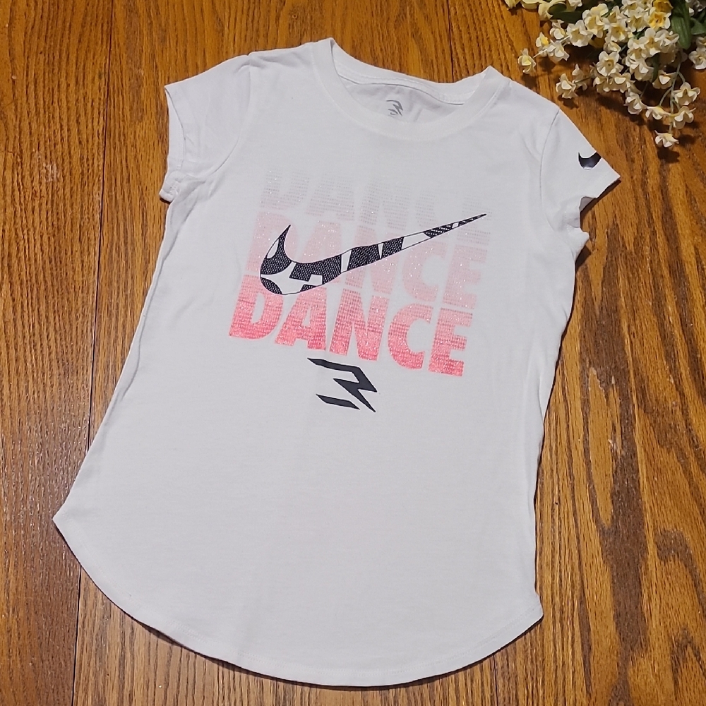 Nike Kids White Dance Graphic Tee - Girl's Medium
